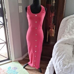 Michael Kors Stretch Viscose Blend Midi Tank Dress M Rose Pink NWOT